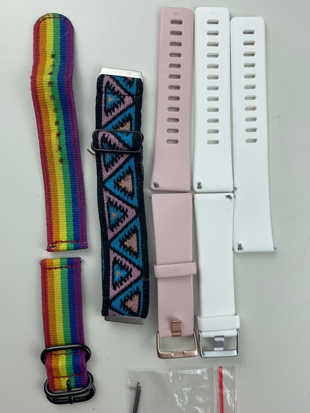 4 watch bands white pink rainbow 80s silicon & stretch